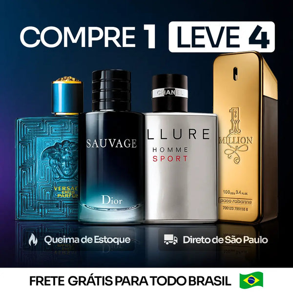 4 Perfumes Masculinos Importados (100ml) - Eros | Sauvage | Allure | 1 Million (4 Anos London Perfumes)